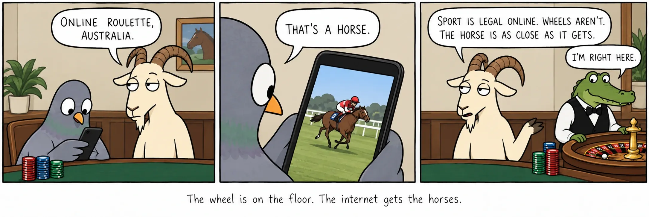 A roda está na sala. A internet ten os cabalos.