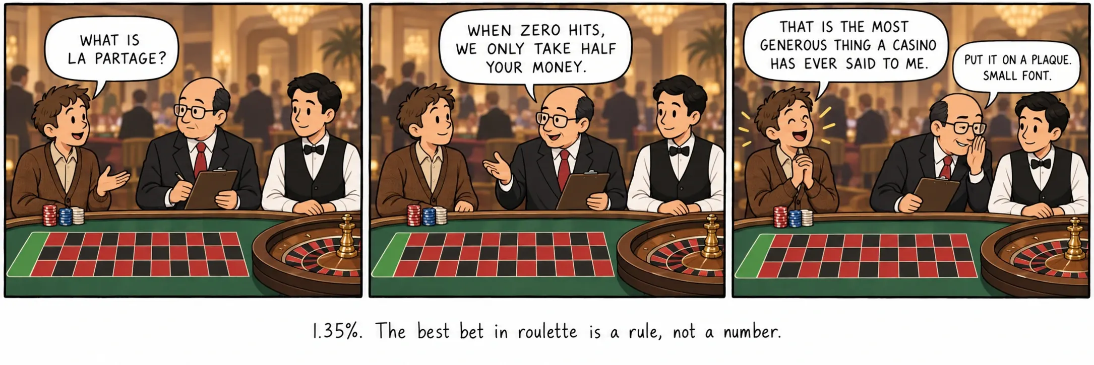 1,35%. A mellor aposta da ruleta é unha regra, non un número.